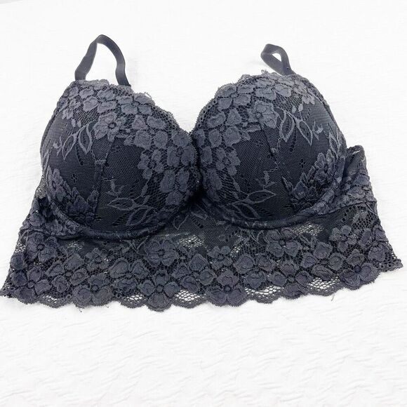 BUY 1 GET 1 FREE H&M 34d black lace longline bra - Picture 1 of 7